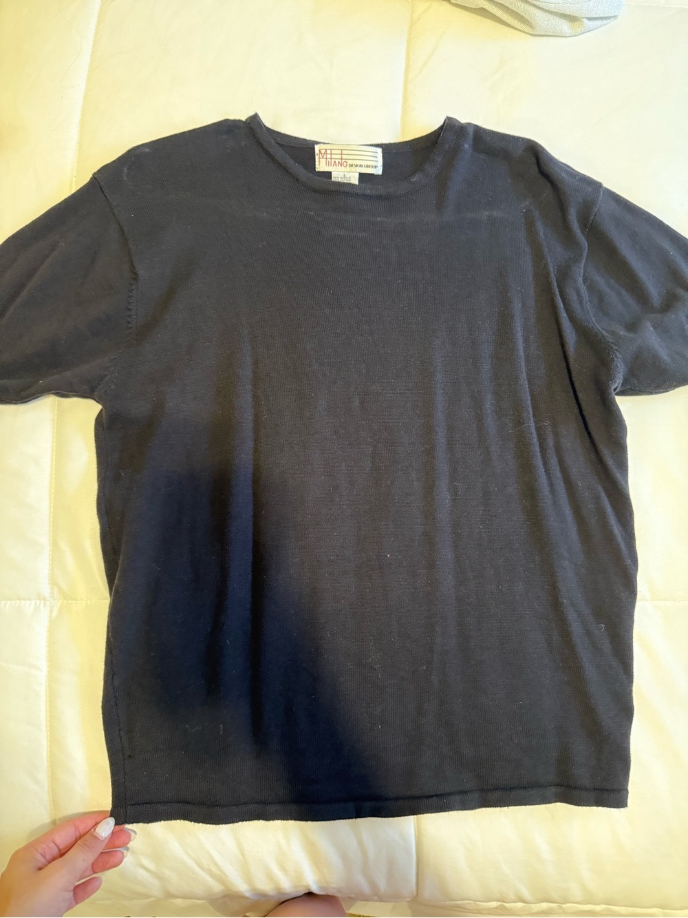Black Short-Sleeve Crewneck Shirt Sweater